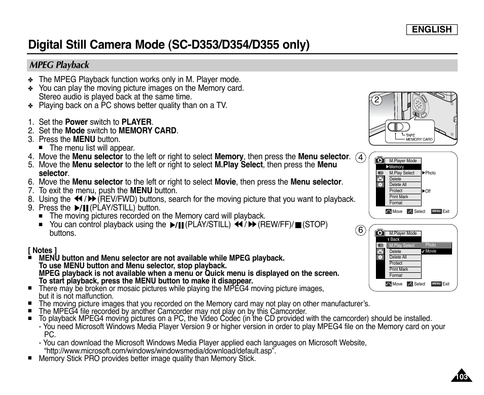 Mpeg playback, English | Samsung SC-D353-XAP User Manual | Page 107 / 128