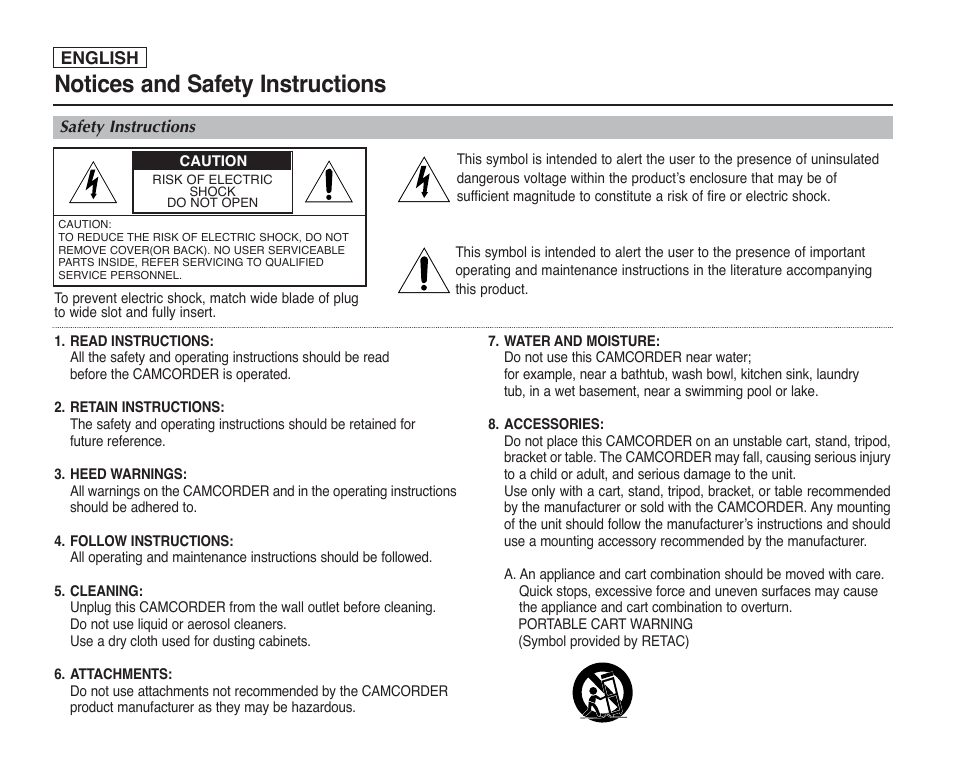 Notices and safety instructions | Samsung SC-D353-XAP User Manual | Page 2 / 128
