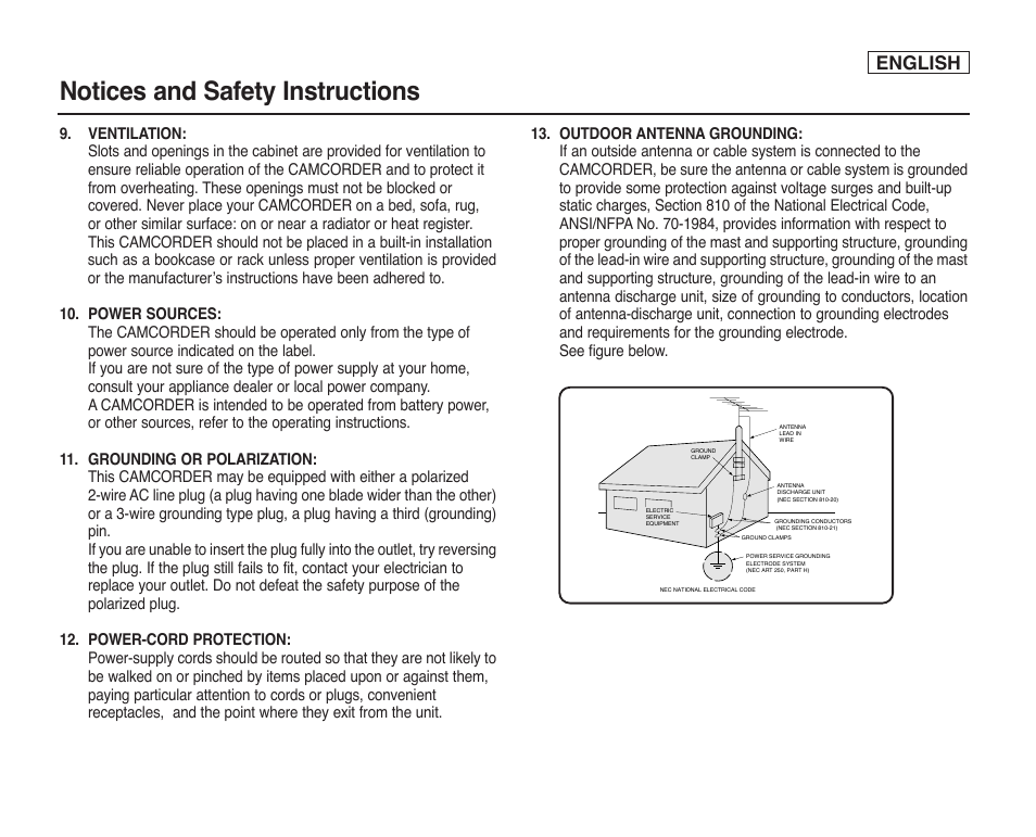 Notices and safety instructions, English | Samsung SC-D353-XAP User Manual | Page 3 / 128