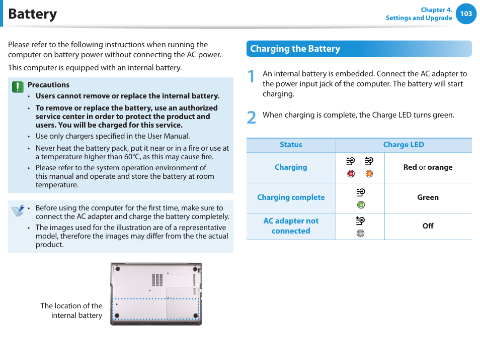 Battery | Samsung NP530U3C-A04US User Manual | Page 104 / 154