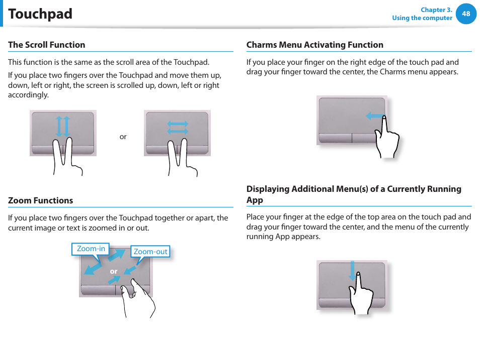 Touchpad | Samsung NP530U3C-A04US User Manual | Page 49 / 154