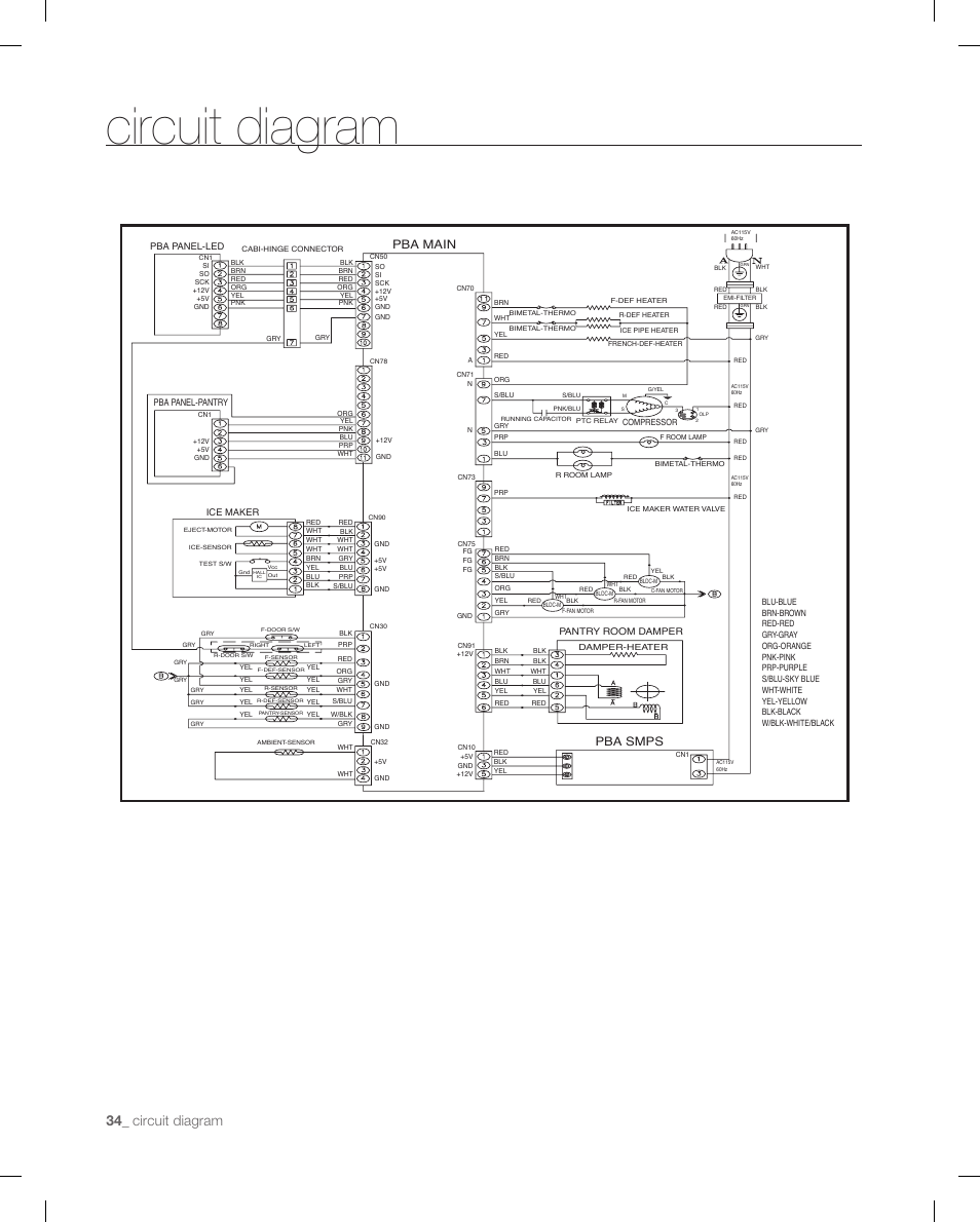Circuit diagram, Pba smps pba main | Samsung RF265ABWP-XAA User Manual | Page 34 / 36