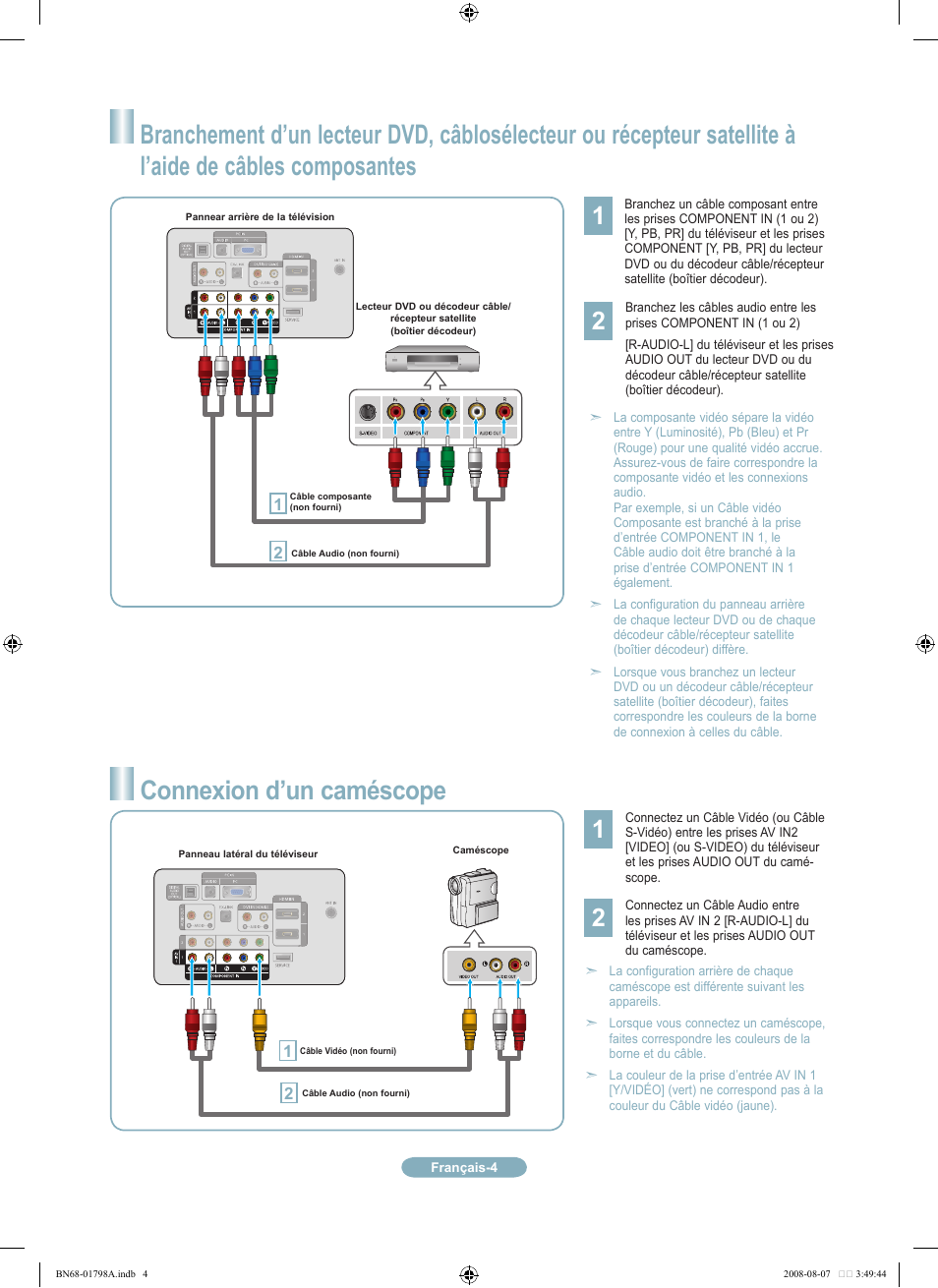 Connexion d’un caméscope | Samsung LN32A300J1DXZA User Manual | Page 16 / 37