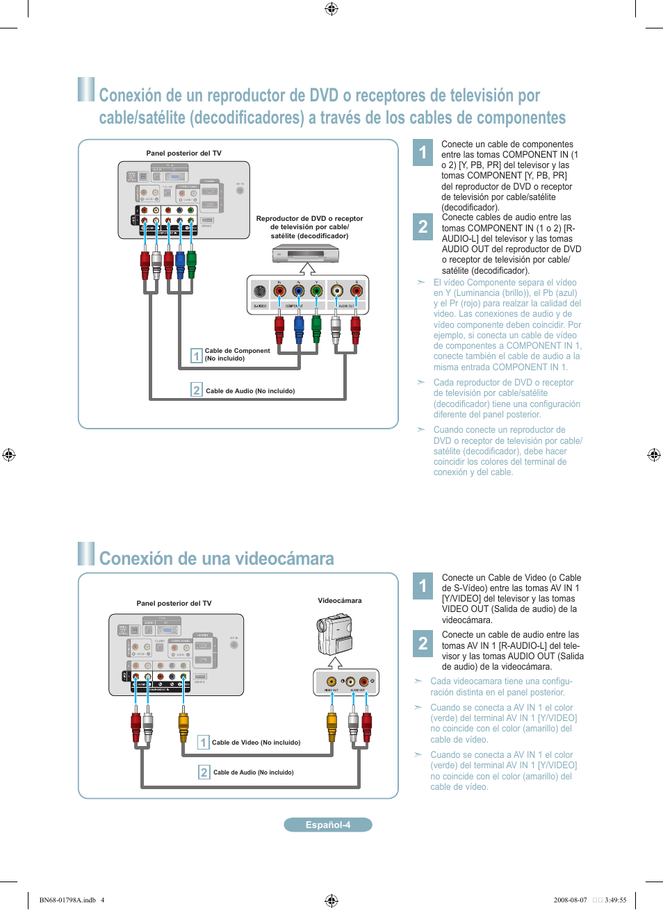 Conexión de una videocámara | Samsung LN32A300J1DXZA User Manual | Page 28 / 37
