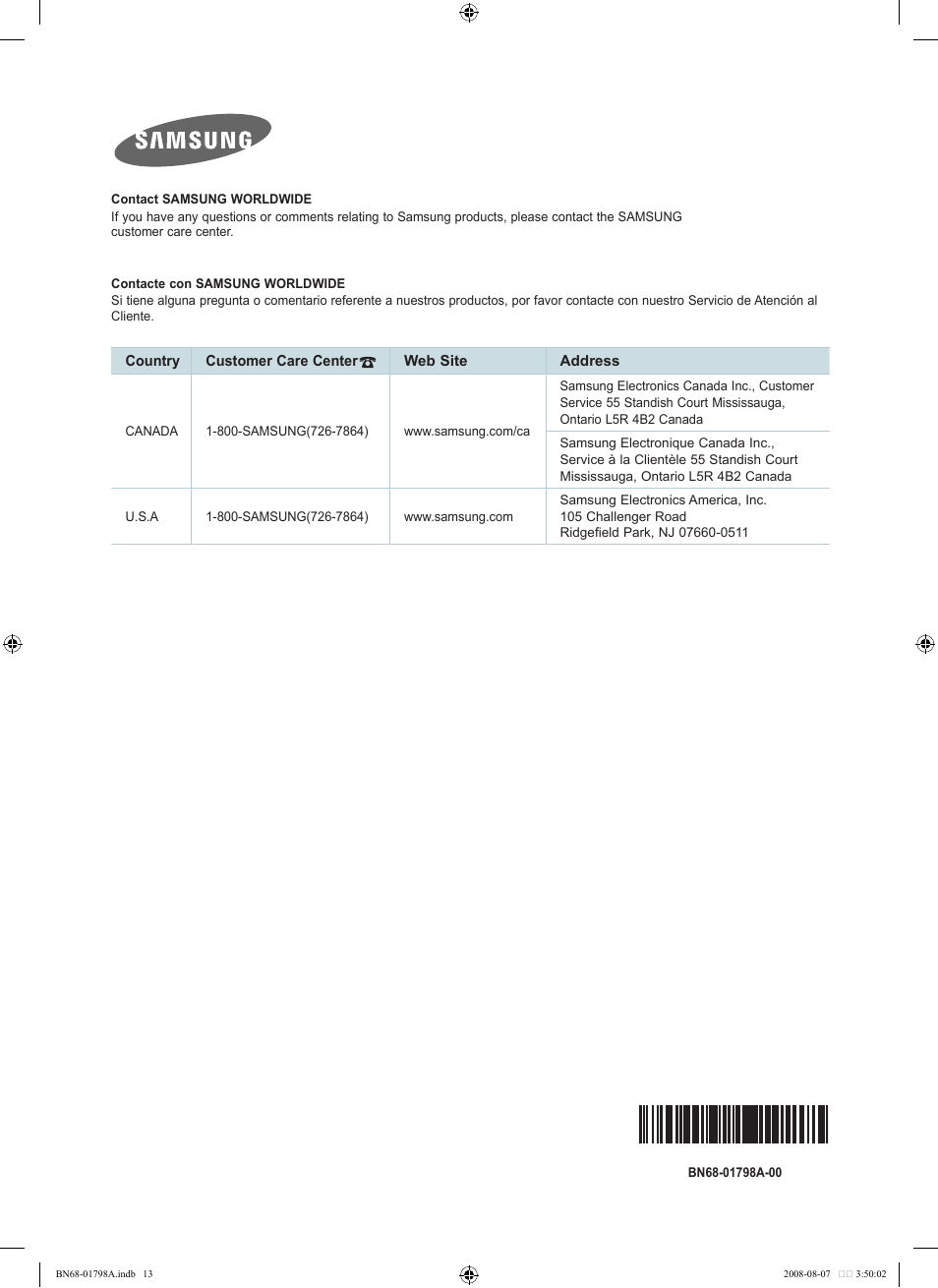 Samsung LN32A300J1DXZA User Manual | Page 37 / 37