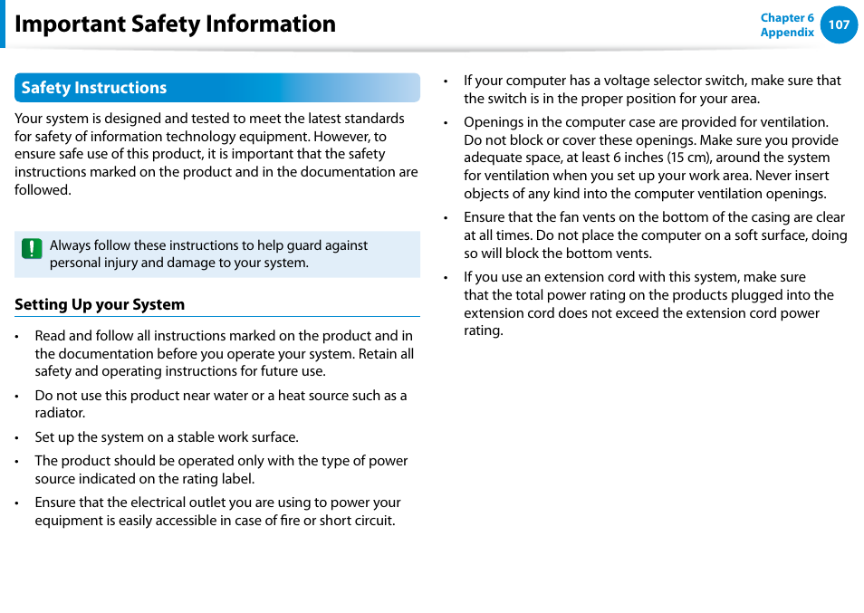 Important safety information | Samsung DP700A3D-K02US User Manual | Page 108 / 136