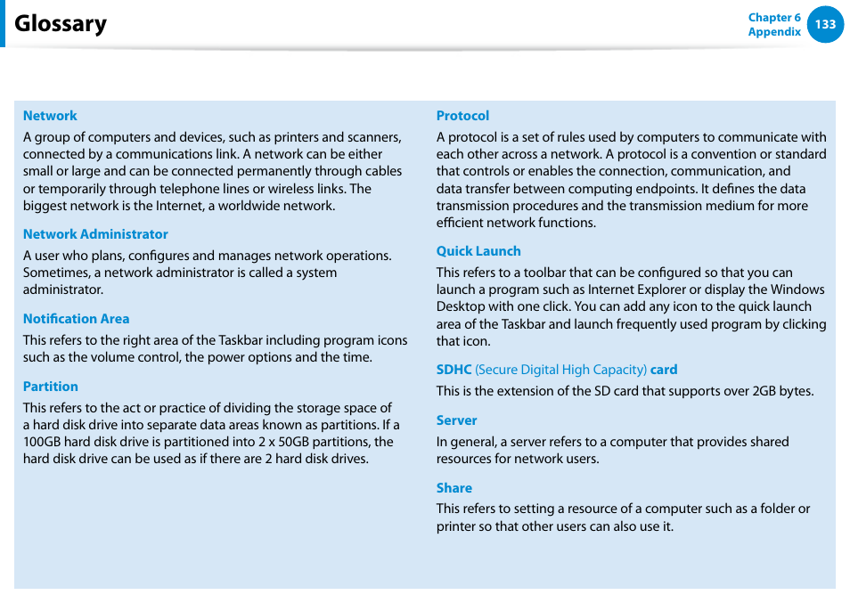 Glossary | Samsung DP700A3D-K02US User Manual | Page 134 / 136