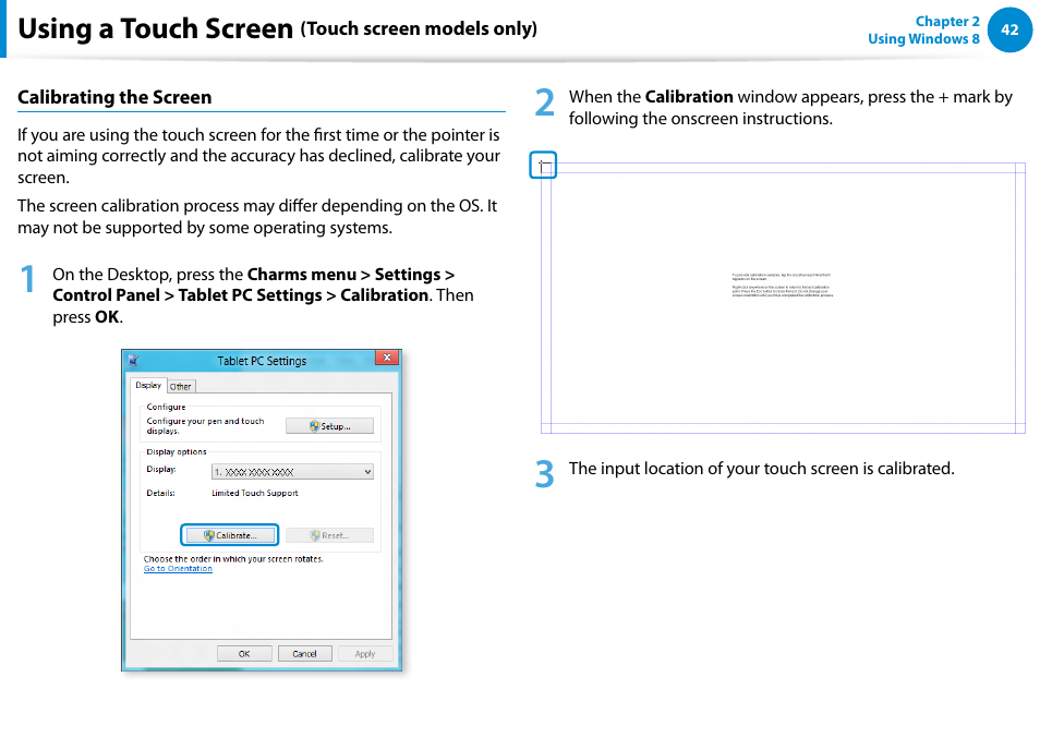 Using a touch screen | Samsung DP700A3D-K02US User Manual | Page 43 / 136