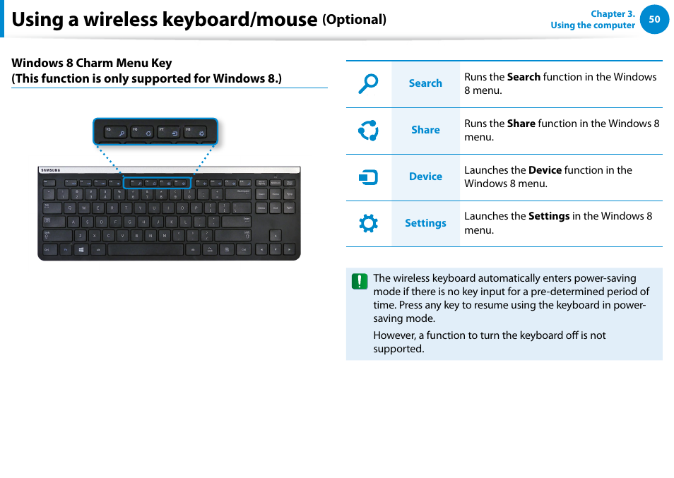 Using a wireless keyboard/mouse, Optional) | Samsung DP700A3D-K02US User Manual | Page 51 / 136
