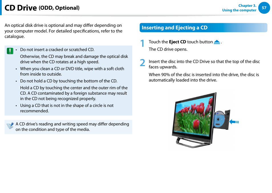 Cd drive (odd, optional), Cd drive | Samsung DP700A3D-K02US User Manual | Page 58 / 136