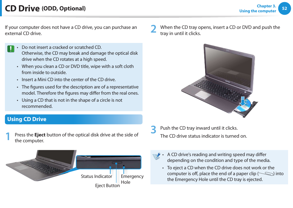 Cd drive (odd, optional), Cd drive | Samsung NP-RV520-W01US User Manual | Page 53 / 133