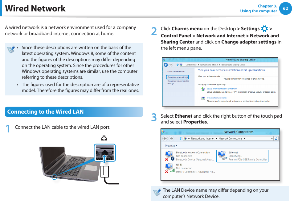 Wired network | Samsung NP-RV520-W01US User Manual | Page 63 / 133