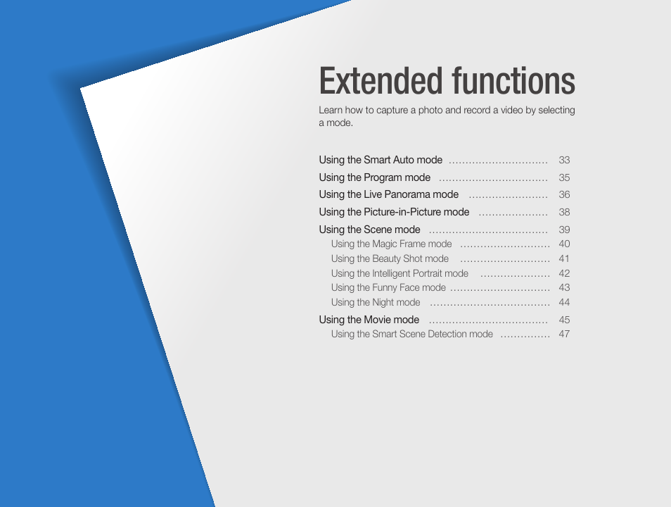 Extended functions | Samsung EC-ST76ZZBPRUS User Manual | Page 33 / 132