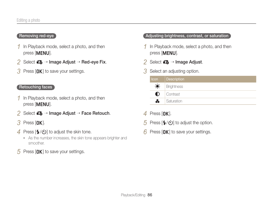 In the edit menu. (p. 86) | Samsung EC-ST76ZZBPRUS User Manual | Page 87 / 132