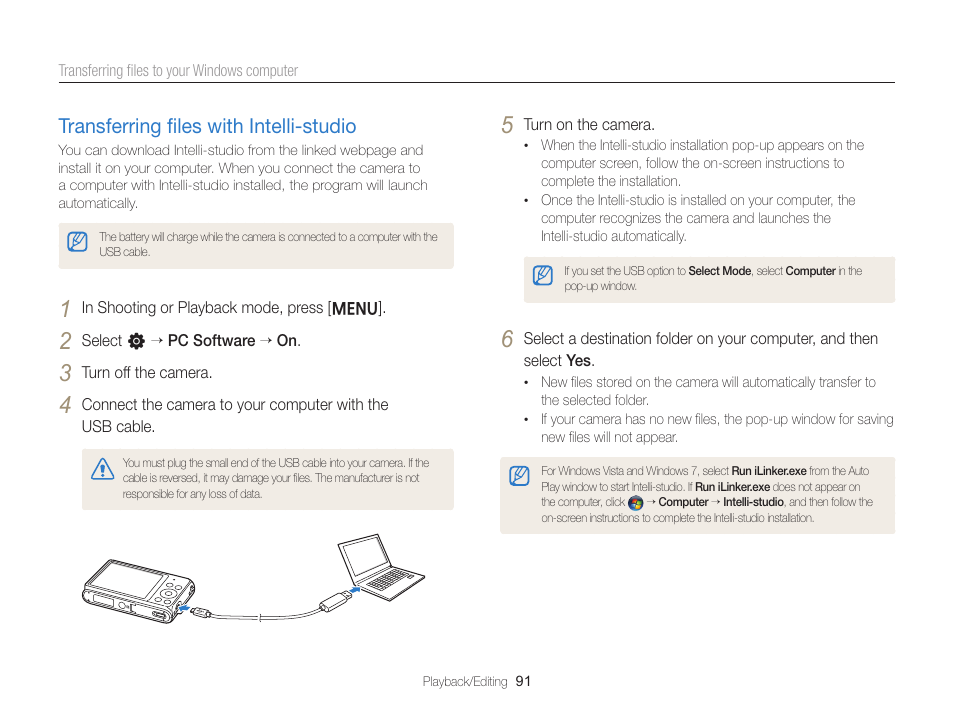 Transferring files with intelli-studio, Transferring ﬁles with intelli-studio, Transferring ﬁles with intelli-studio ………… 91 | Samsung EC-ST76ZZBPRUS User Manual | Page 92 / 132