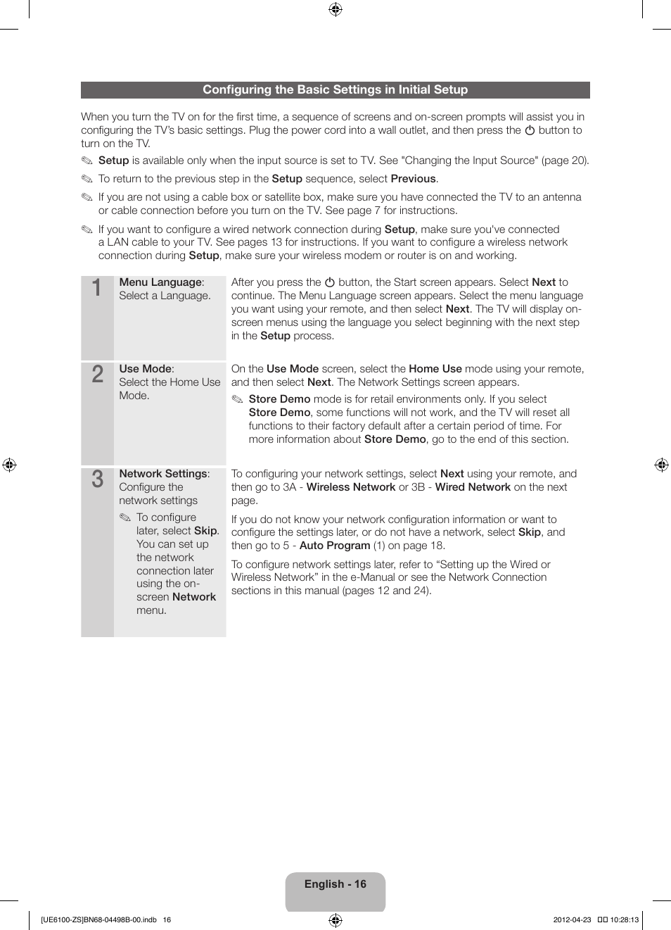 Samsung UN46ES6100GXZE User Manual | Page 16 / 69