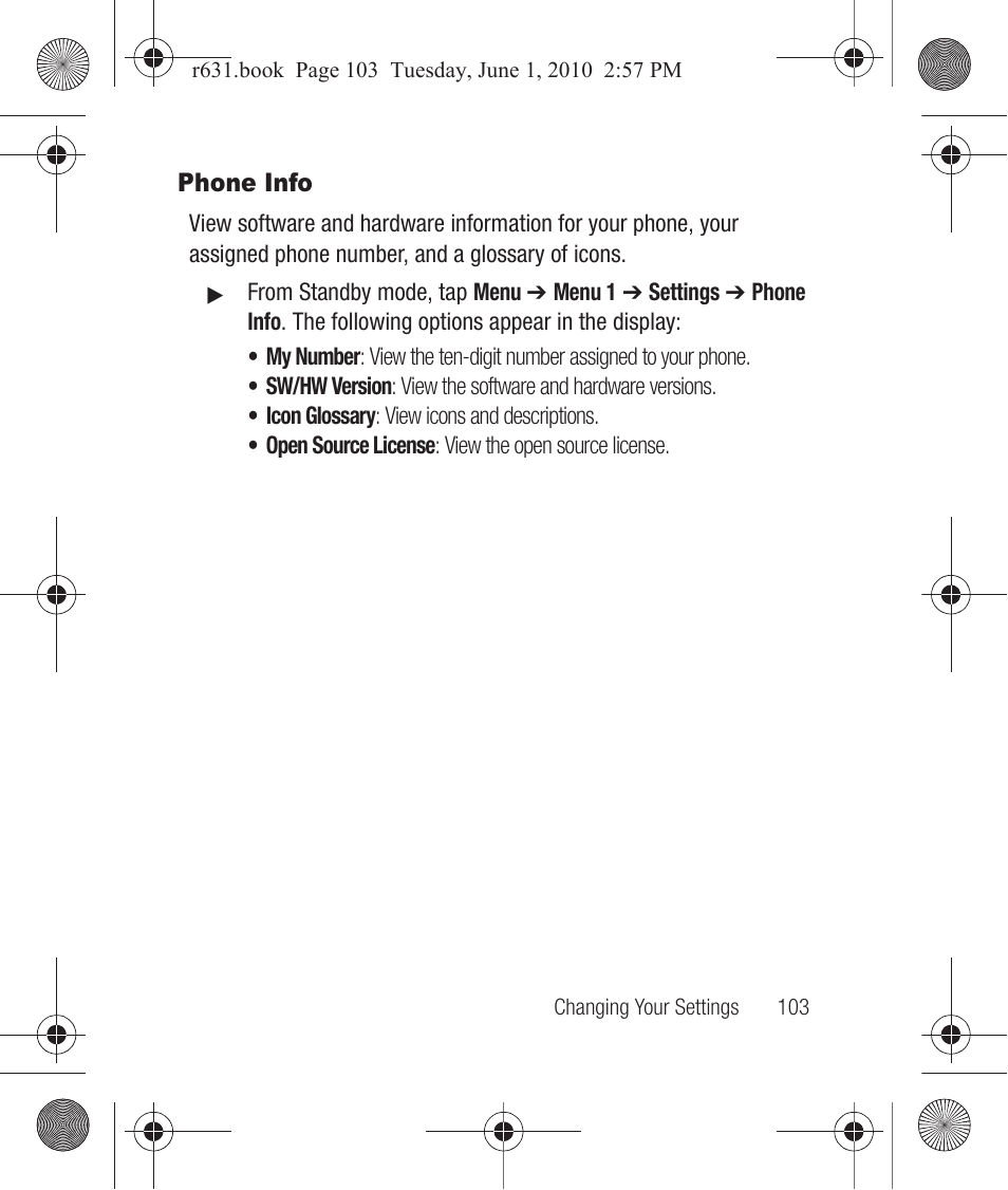 Phone info | Samsung SCH-R631LBAXAR User Manual | Page 107 / 165