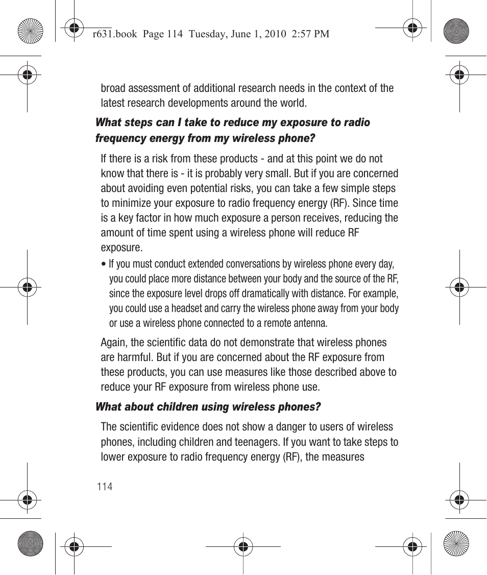 What about children using wireless phones | Samsung SCH-R631LBAXAR User Manual | Page 118 / 165