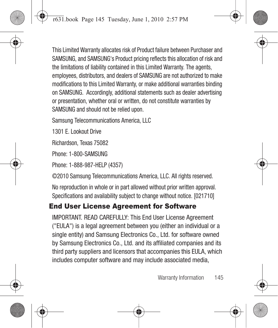 End user license agreement for software | Samsung SCH-R631LBAXAR User Manual | Page 149 / 165