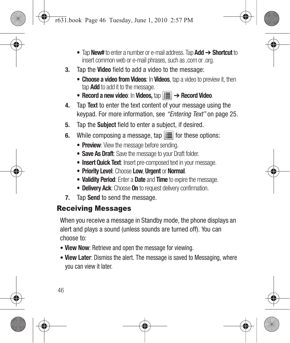 Receiving messages | Samsung SCH-R631LBAXAR User Manual | Page 50 / 165