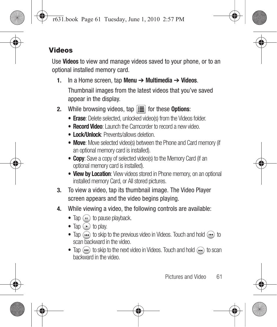 Videos | Samsung SCH-R631LBAXAR User Manual | Page 65 / 165