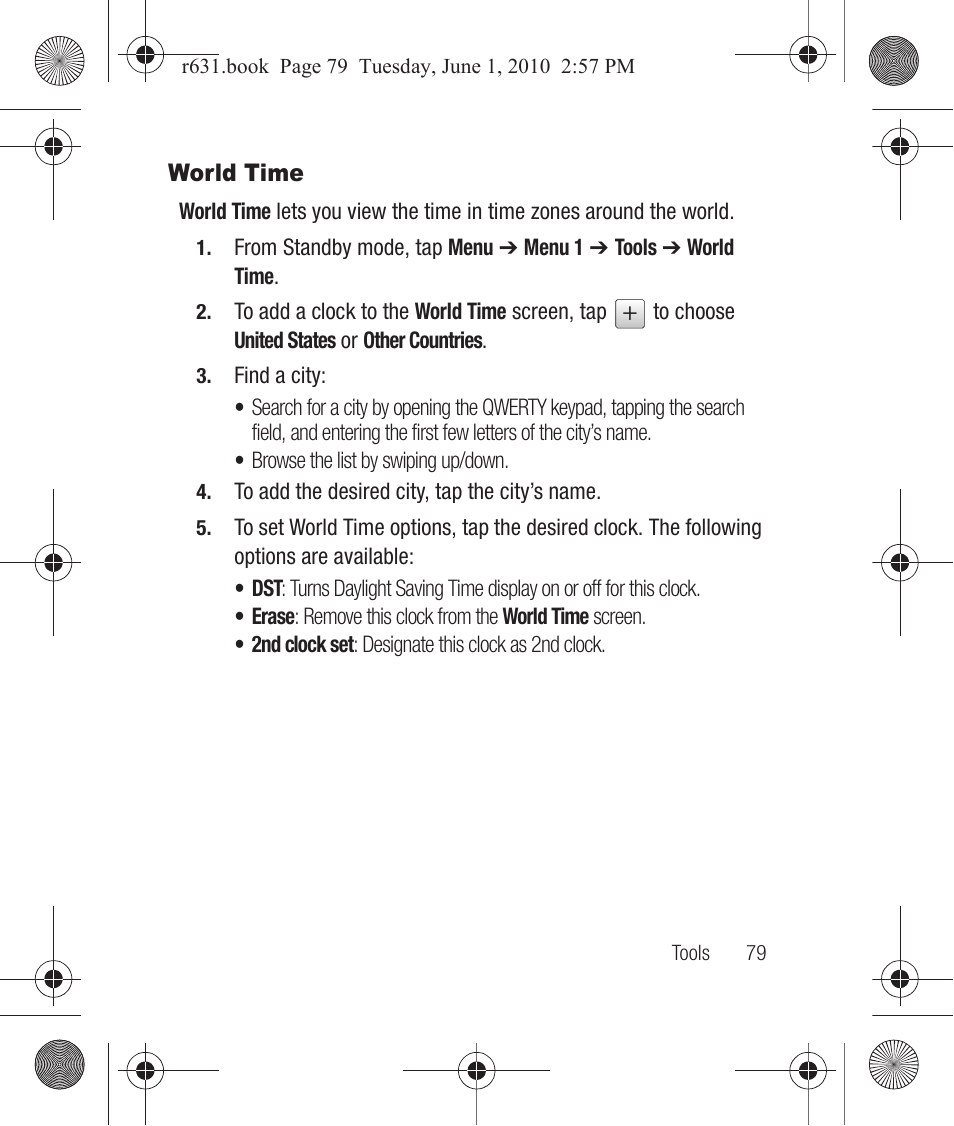 World time | Samsung SCH-R631LBAXAR User Manual | Page 83 / 165