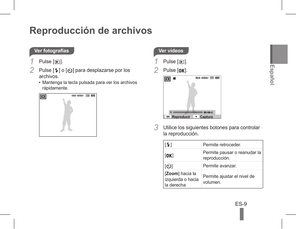 Reproducción de archivos | Samsung EC-PL90ZZBPRUS User Manual | Page 19 / 22