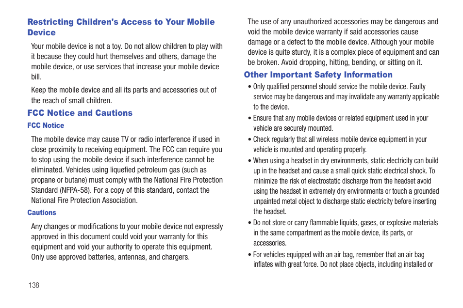 Fcc notice and cautions, Other important safety information | Samsung YP-G70CW-XAX User Manual | Page 142 / 174