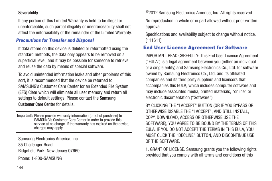 End user license agreement for software | Samsung YP-G70CW-XAX User Manual | Page 148 / 174