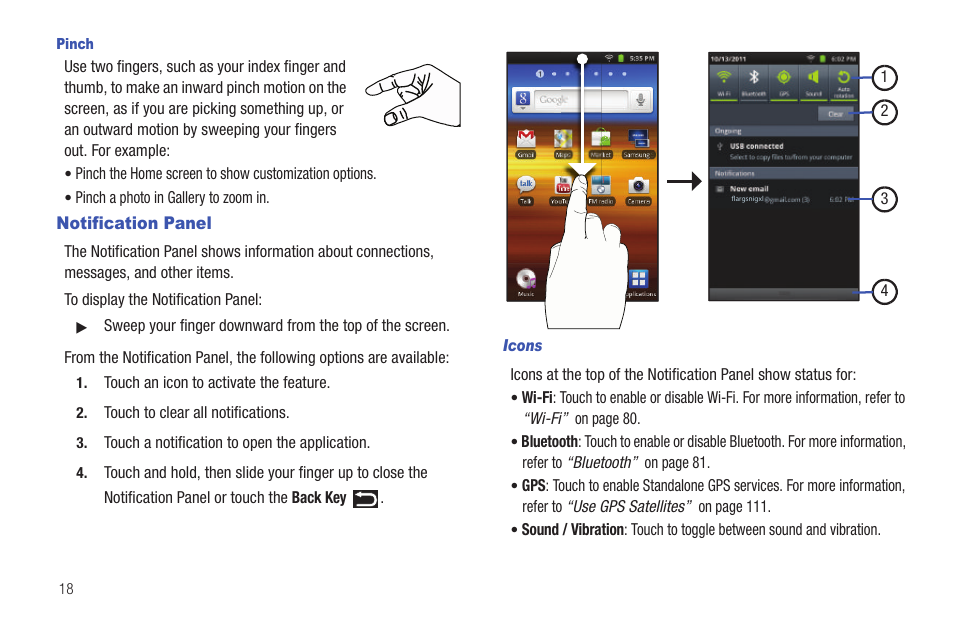 Notification panel | Samsung YP-G70CW-XAX User Manual | Page 22 / 174