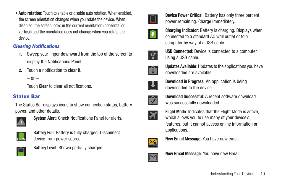 Status bar, R a list of icons, see | Samsung YP-G70CW-XAX User Manual | Page 23 / 174