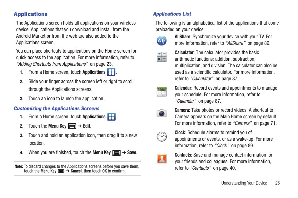 Applications | Samsung YP-G70CW-XAX User Manual | Page 29 / 174