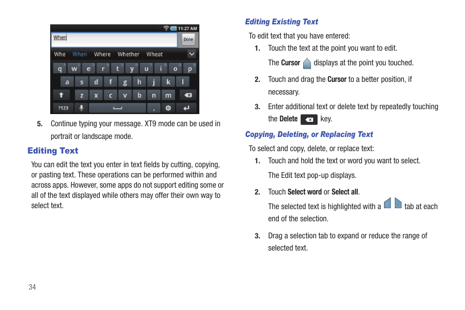 Editing text | Samsung YP-G70CW-XAX User Manual | Page 38 / 174