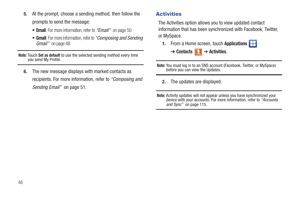 Activities | Samsung YP-G70CW-XAX User Manual | Page 50 / 174