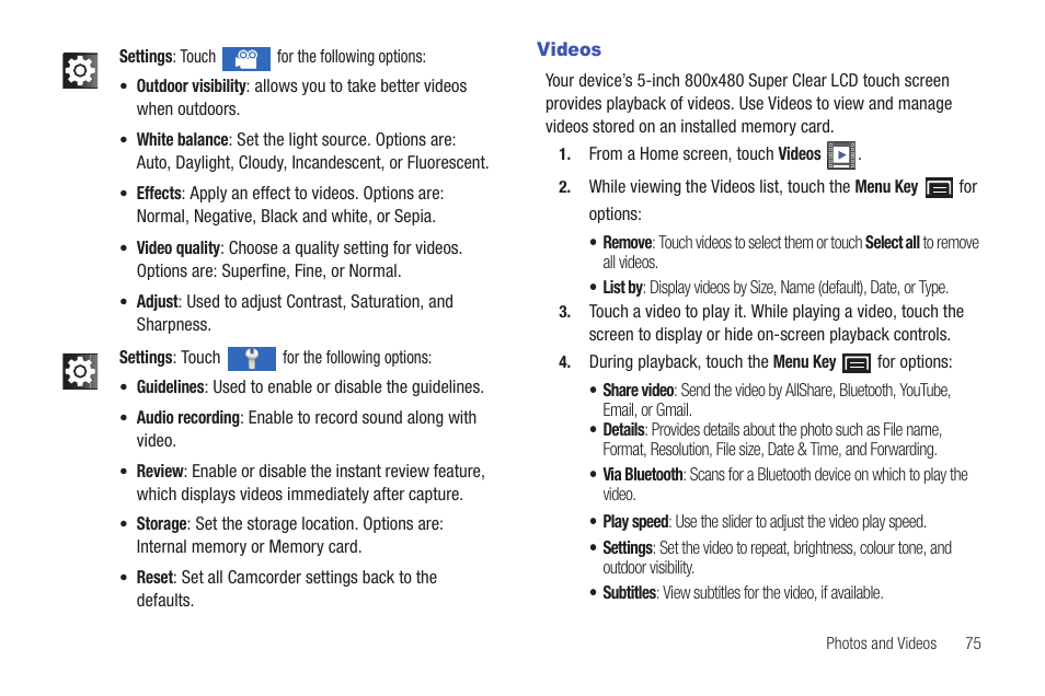 Videos | Samsung YP-G70CW-XAX User Manual | Page 79 / 174