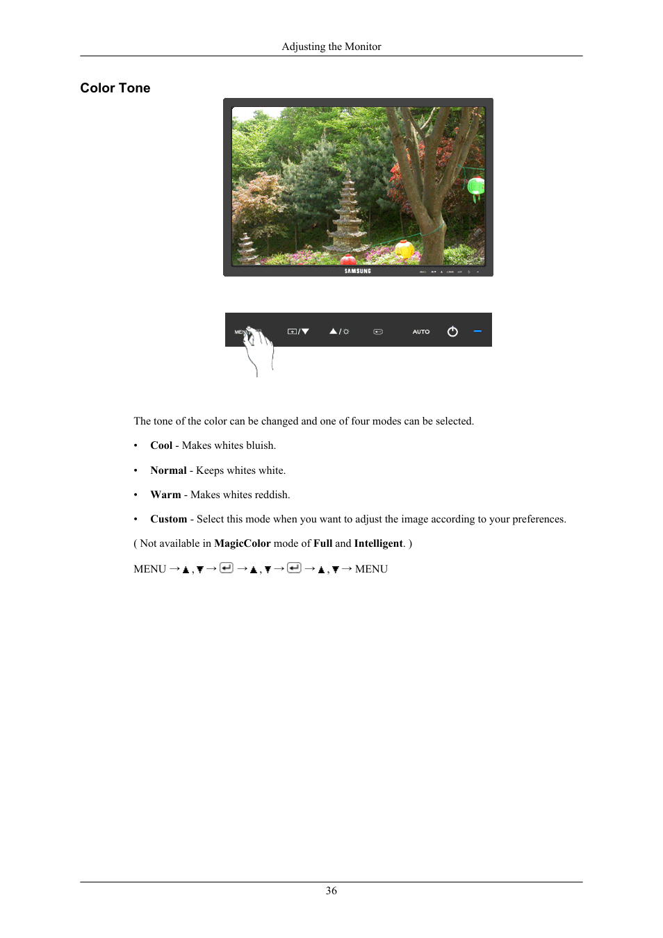 Color tone | Samsung LS19MYNKF-XAX User Manual | Page 37 / 70