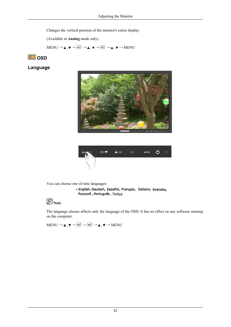 Language | Samsung LS19MYNKF-XAX User Manual | Page 43 / 70