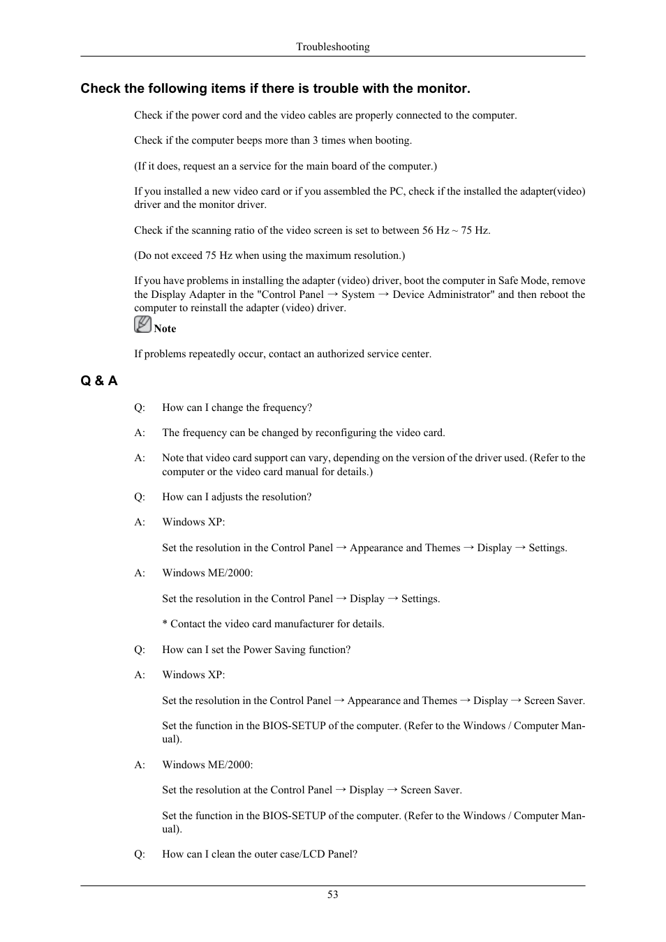 Q & a | Samsung LS19MYNKF-XAX User Manual | Page 54 / 70