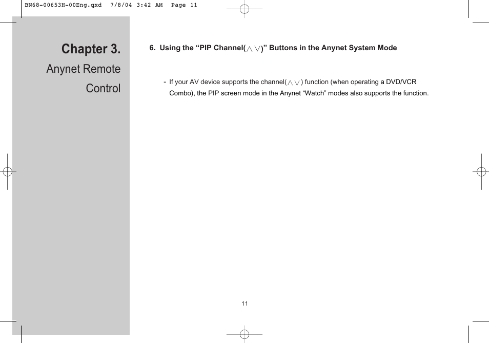 Chapter 3, Anynet remote control | Samsung LTP326WX-XAC User Manual | Page 12 / 56