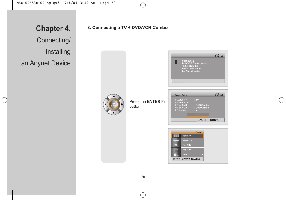 Chapter 4, Connecting/ installing an anynet device | Samsung LTP326WX-XAC User Manual | Page 21 / 56