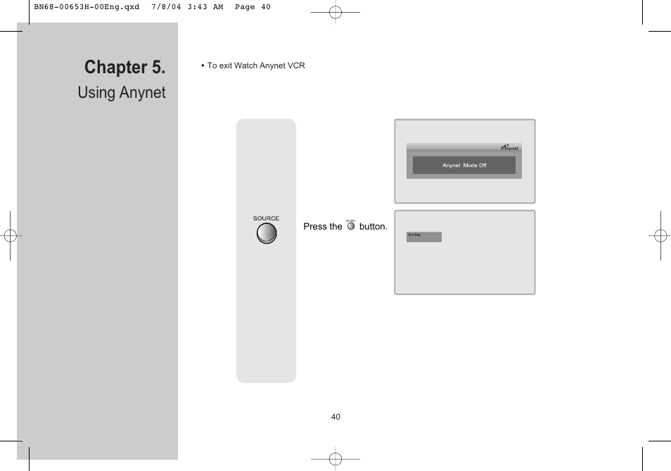 Chapter 5, Using anynet | Samsung LTP326WX-XAC User Manual | Page 41 / 56