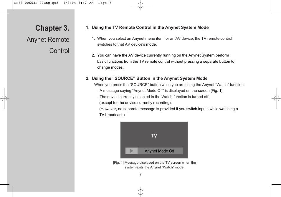 Chapter 3. anynet remote control, Chapter 3, Anynet remote control | Samsung LTP326WX-XAC User Manual | Page 8 / 56