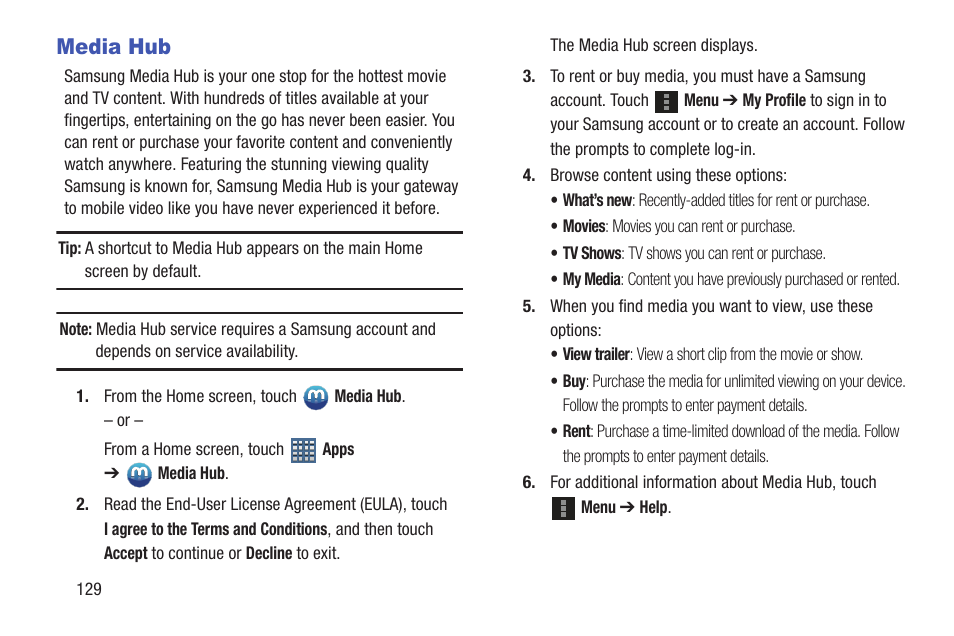 Media hub, Re. for more | Samsung GT-P7510FKYXAR User Manual | Page 134 / 258