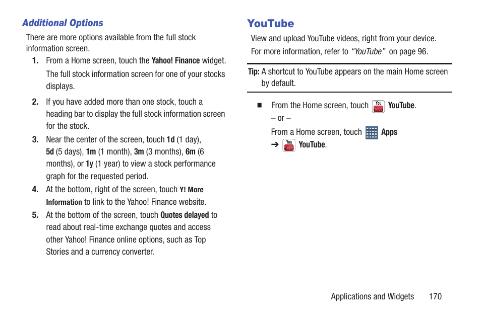 Youtube | Samsung GT-P7510FKYXAR User Manual | Page 175 / 258