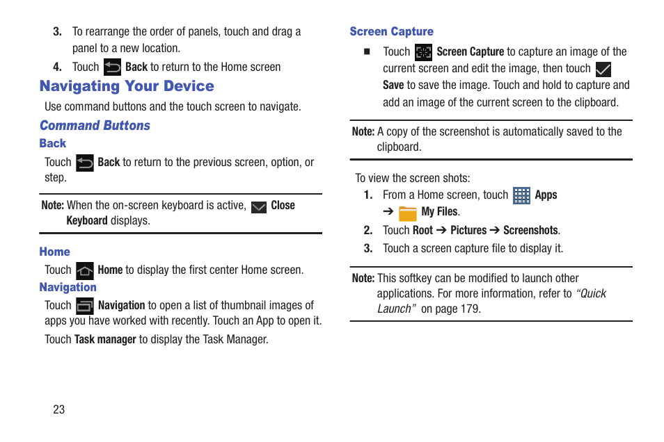 Navigating your device | Samsung GT-P7510FKYXAR User Manual | Page 28 / 258