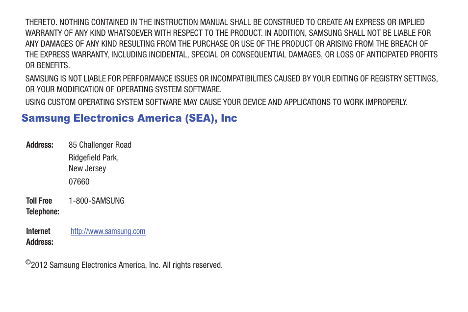 Samsung electronics america (sea), inc | Samsung GT-P7510FKYXAR User Manual | Page 3 / 258