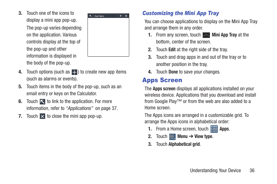 Apps screen, Ions, see “apps screen” on | Samsung GT-P7510FKYXAR User Manual | Page 41 / 258