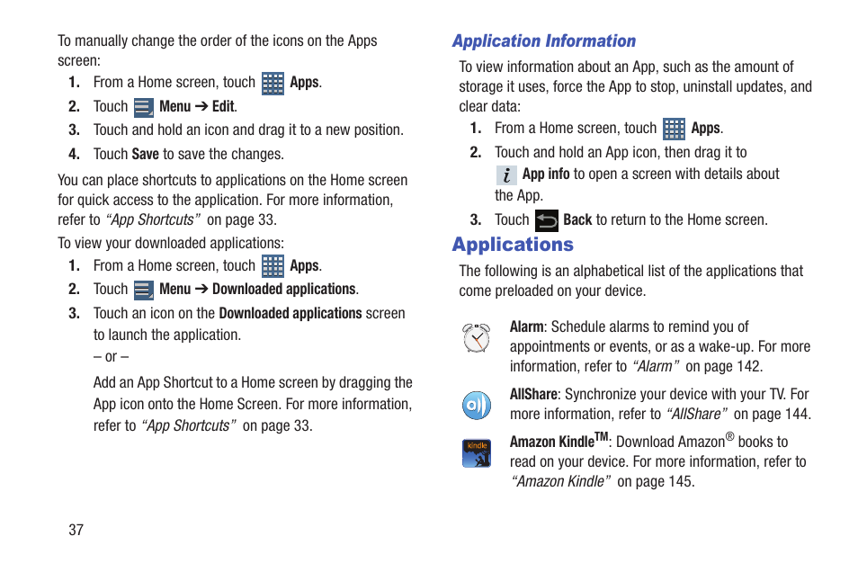 Applications, For more information | Samsung GT-P7510FKYXAR User Manual | Page 42 / 258