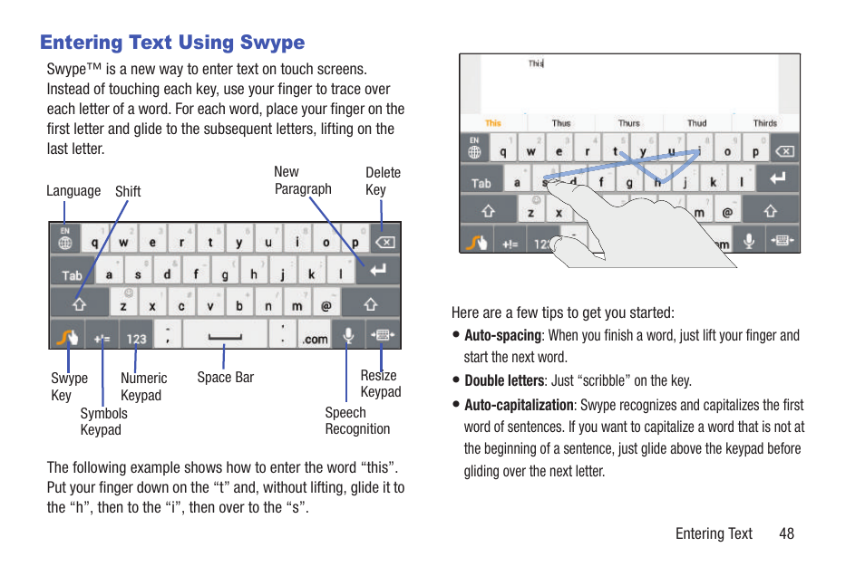 Entering text using swype | Samsung GT-P7510FKYXAR User Manual | Page 53 / 258