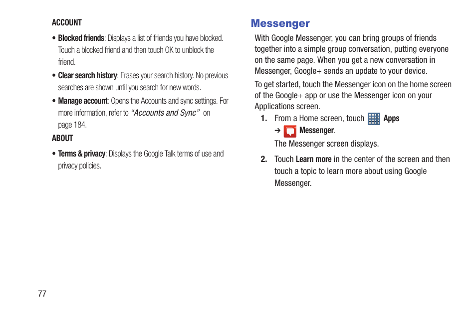 Messenger | Samsung GT-P7510FKYXAR User Manual | Page 82 / 258